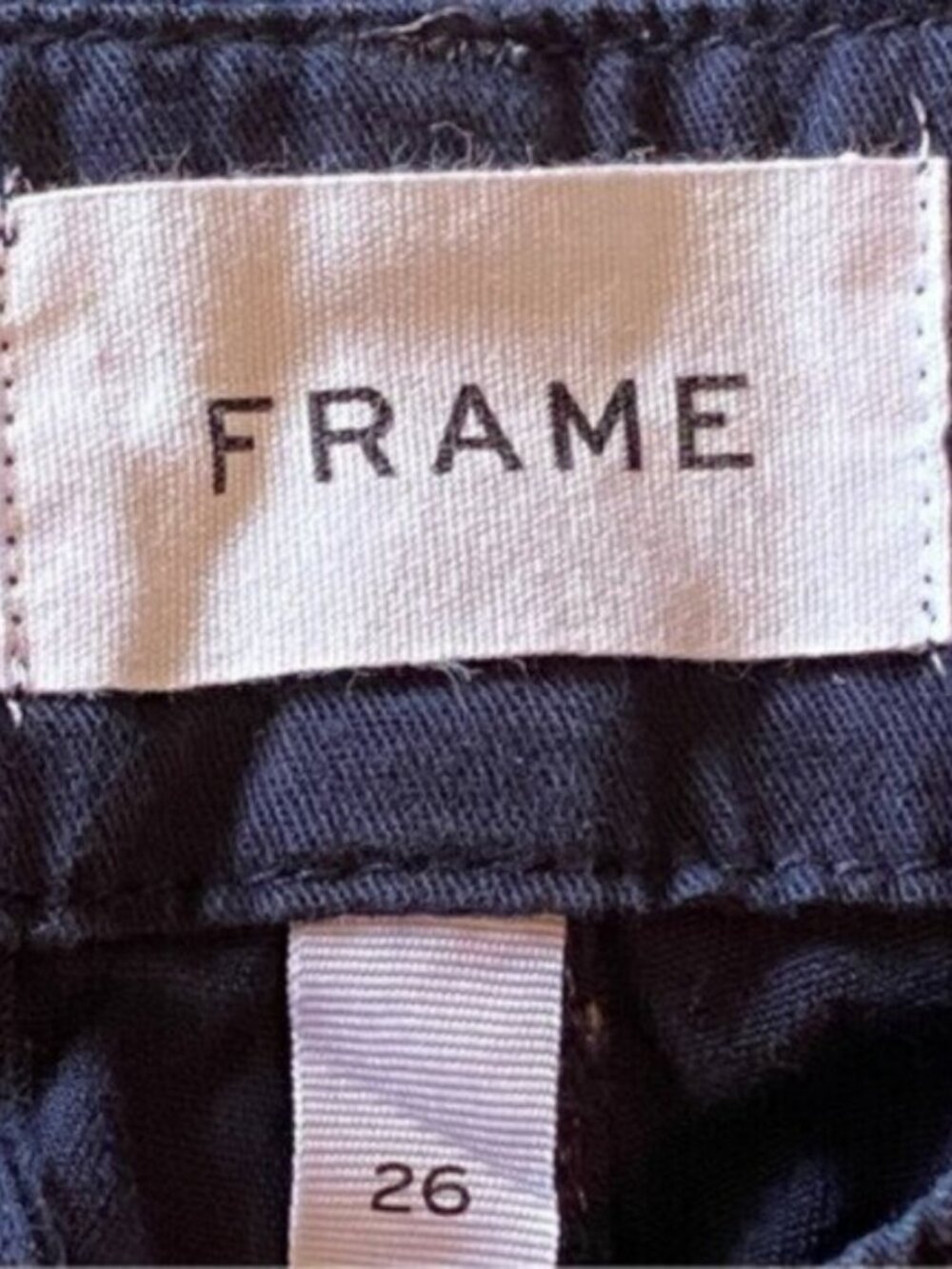 FRAME Denim Utility Cargo Flat Front Pants 26 Navy Blue Cotton Straight Leg $278 - Picture 3 of 10
